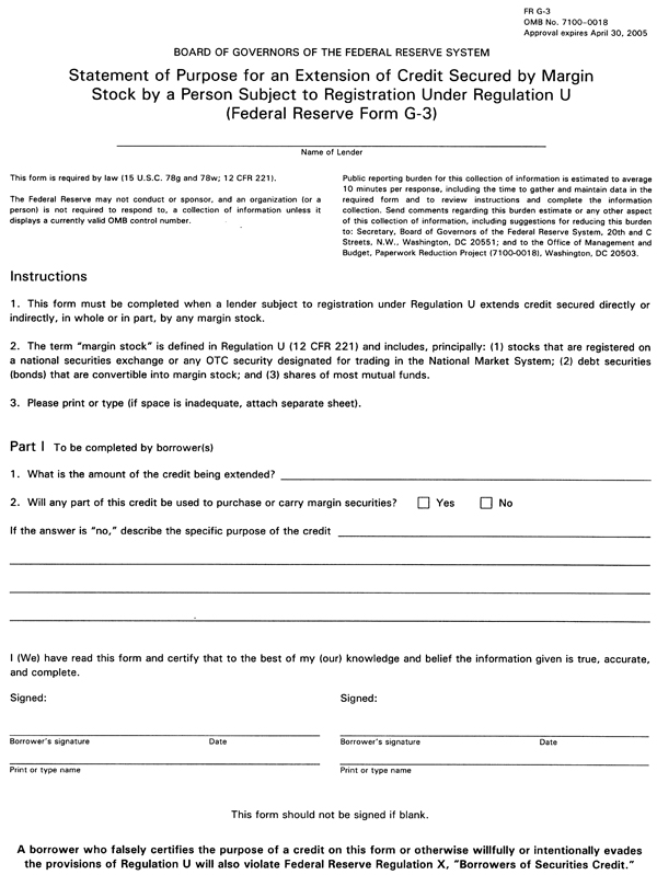 Form G-3—Purpose Statement (Page 1)