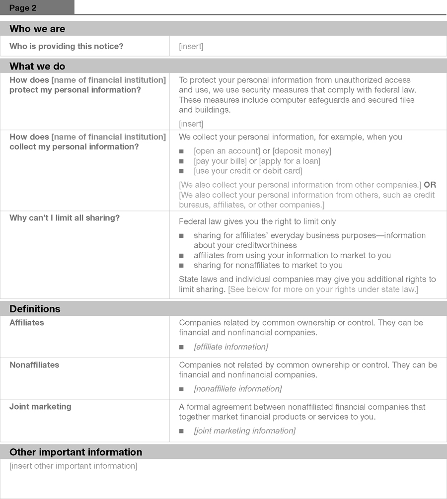 Version 1: Model Form With No Opt-Out continued