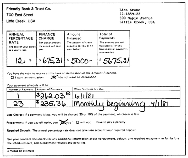 H-11—Installment Loan Sample 