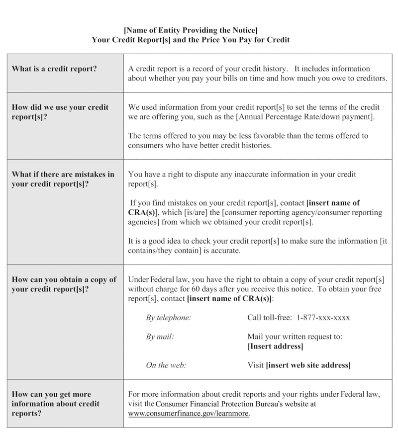 H-6—Model Form for Risk-Based Pricing Notice with Credit Score Information