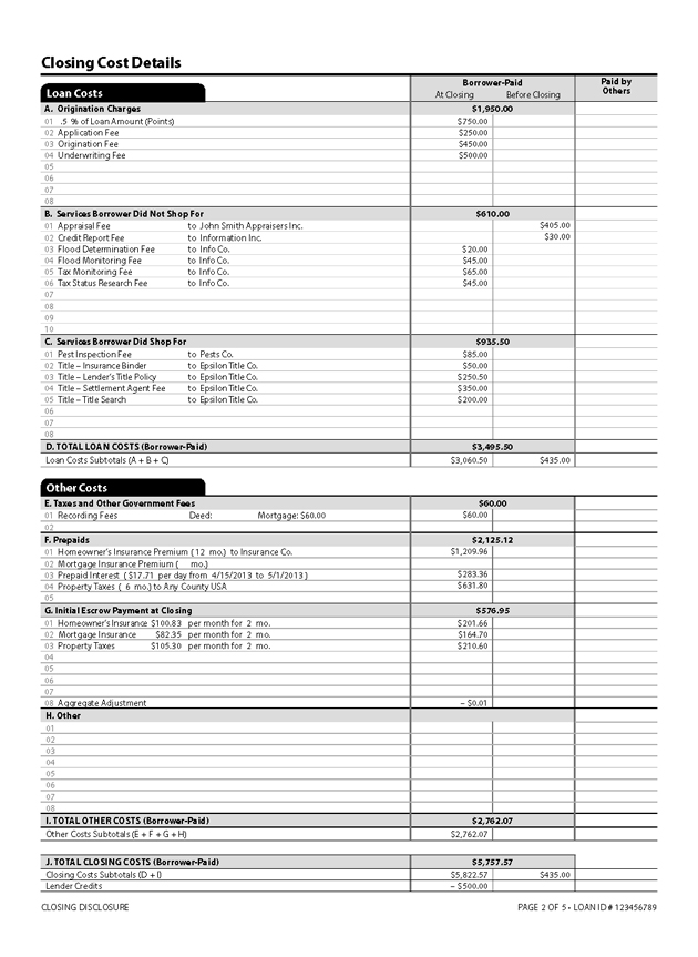 H-25(E)—Mortgage Loan Transaction Closing Disclosure—Refinance Transaction Sample (continued)