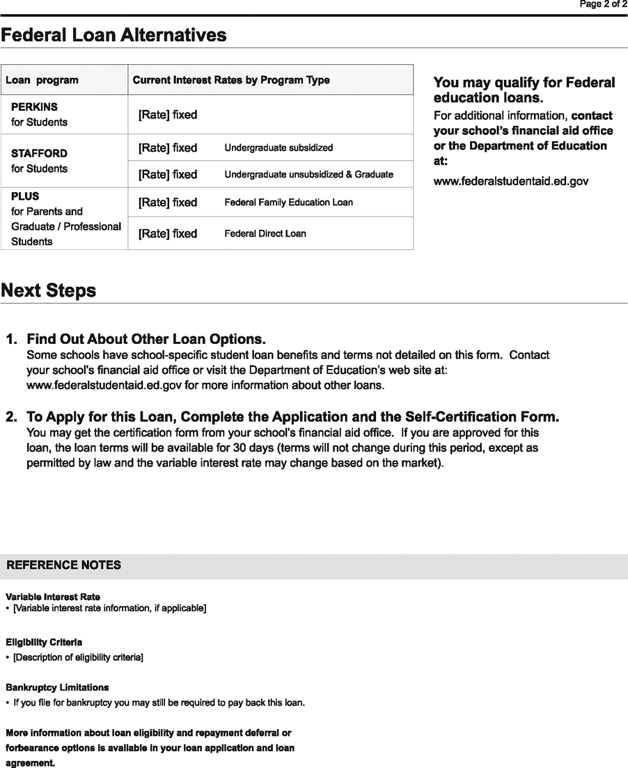 H-18—Private Education Loan Application and Solicitation Model Form continued