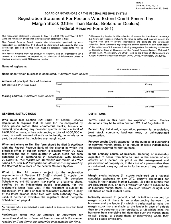 Form G-1—Registration Statement
