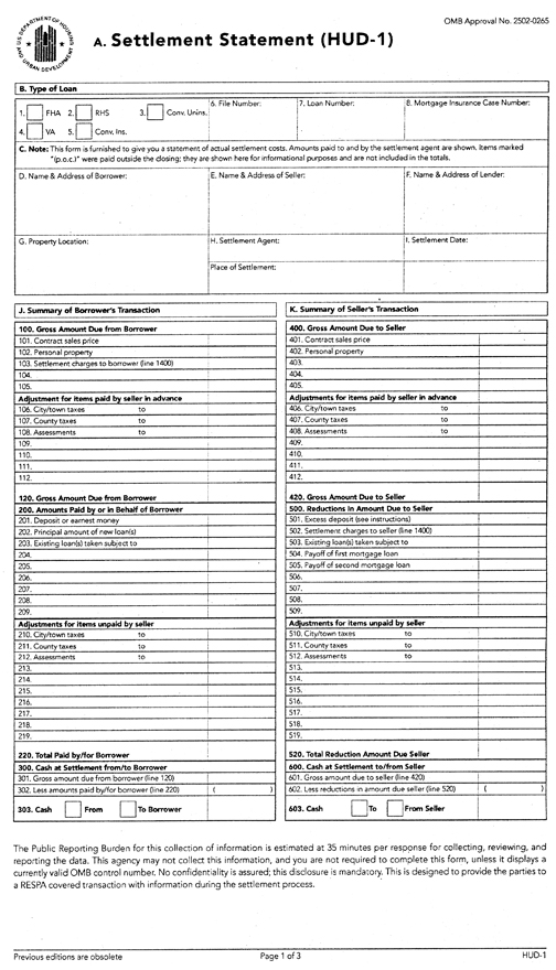 HUD-1 Settlement Statement