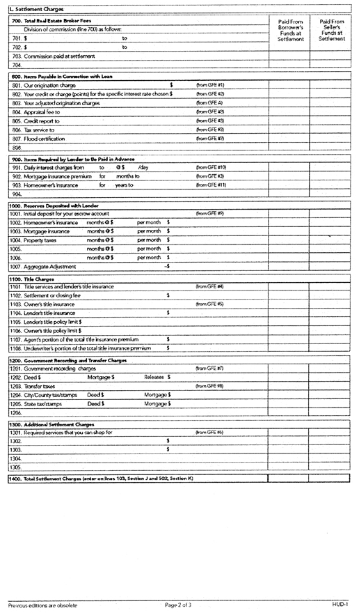 HUD-1 Settlement Statement continued