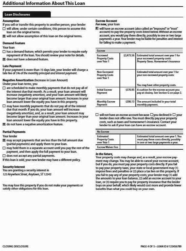 H-25(G)—Mortgage Loan Transaction Closing Disclosure—Refinance Transaction with Cash from Consumer at Consummation Sample (continued)