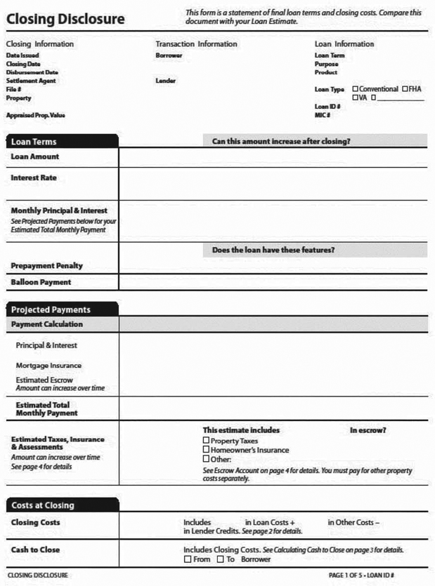 H-25(J)—Mortgage Loan Transaction Closing Disclosure—Modification to Closing Disclosure for Transaction Not Involving Seller—Model Form