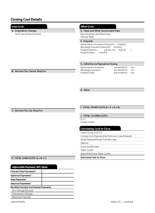 H-24(A)—Mortgage Loan Transaction Loan Estimate—Model Form continued