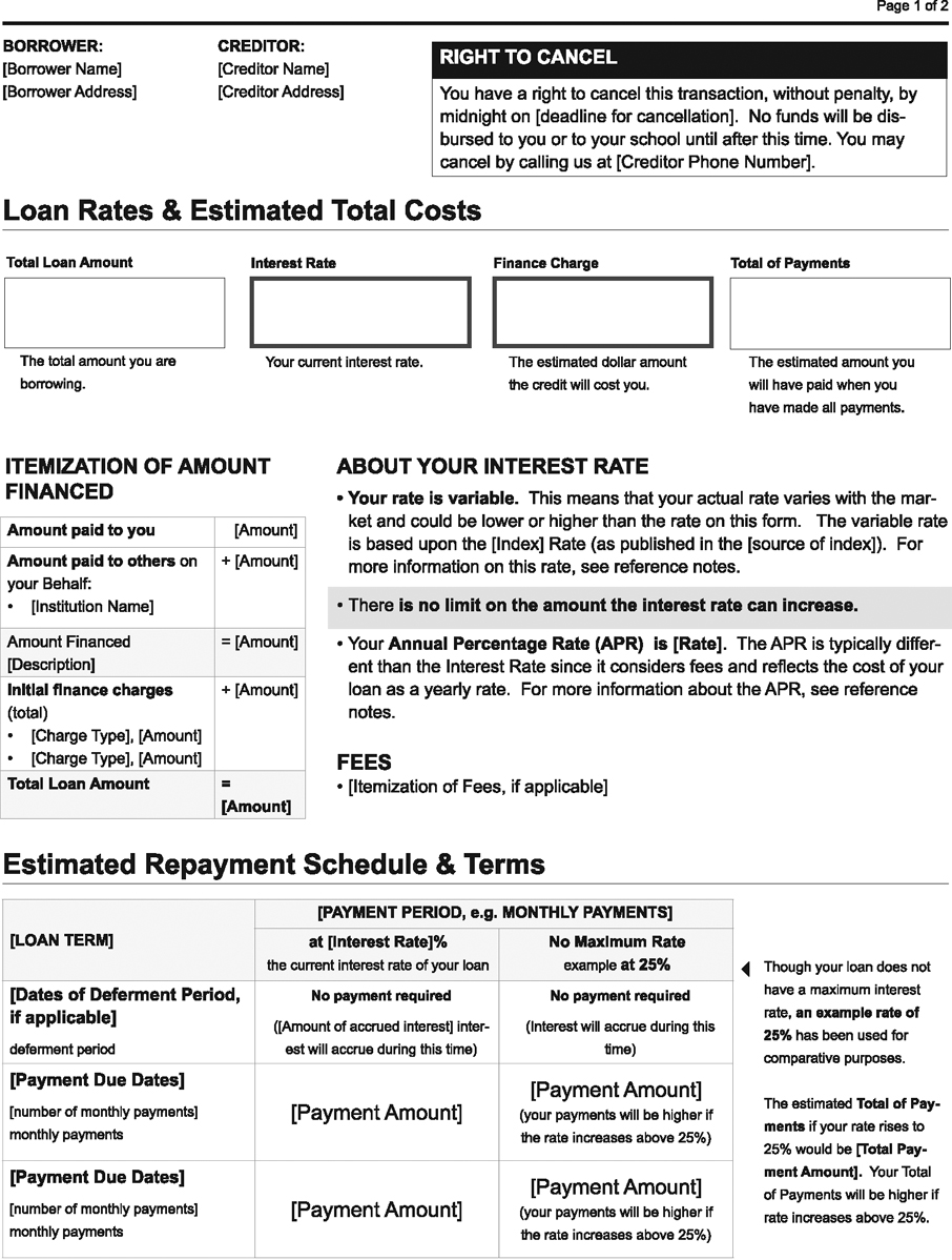 H-20—Private Education Loan Final Model Form