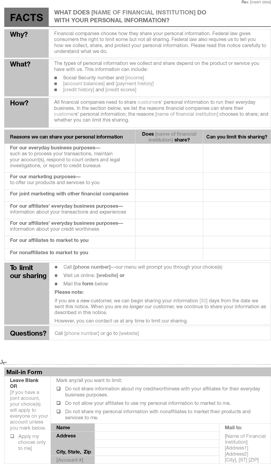 Version 3: Model Form With Mail-In Opt-Out Form.