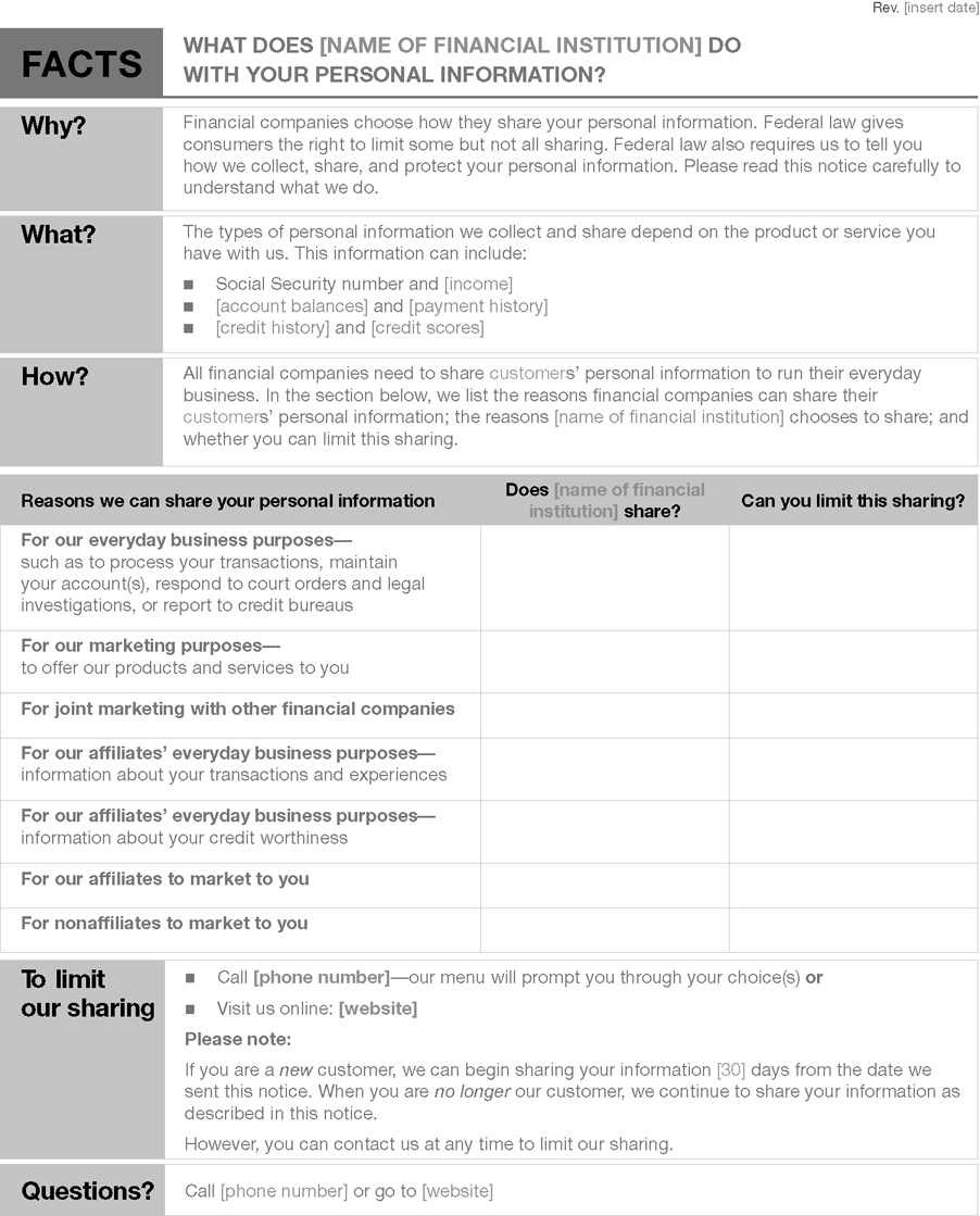 Version 2: Model Form With Opt-Out by Telephone and/or Online.