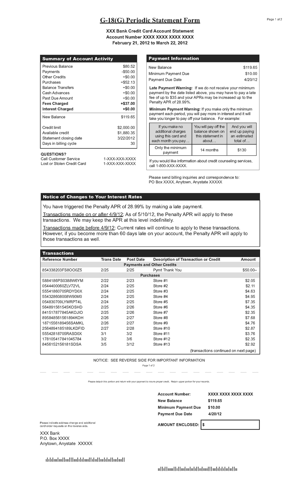 G-18(G)—Periodic Statement Form