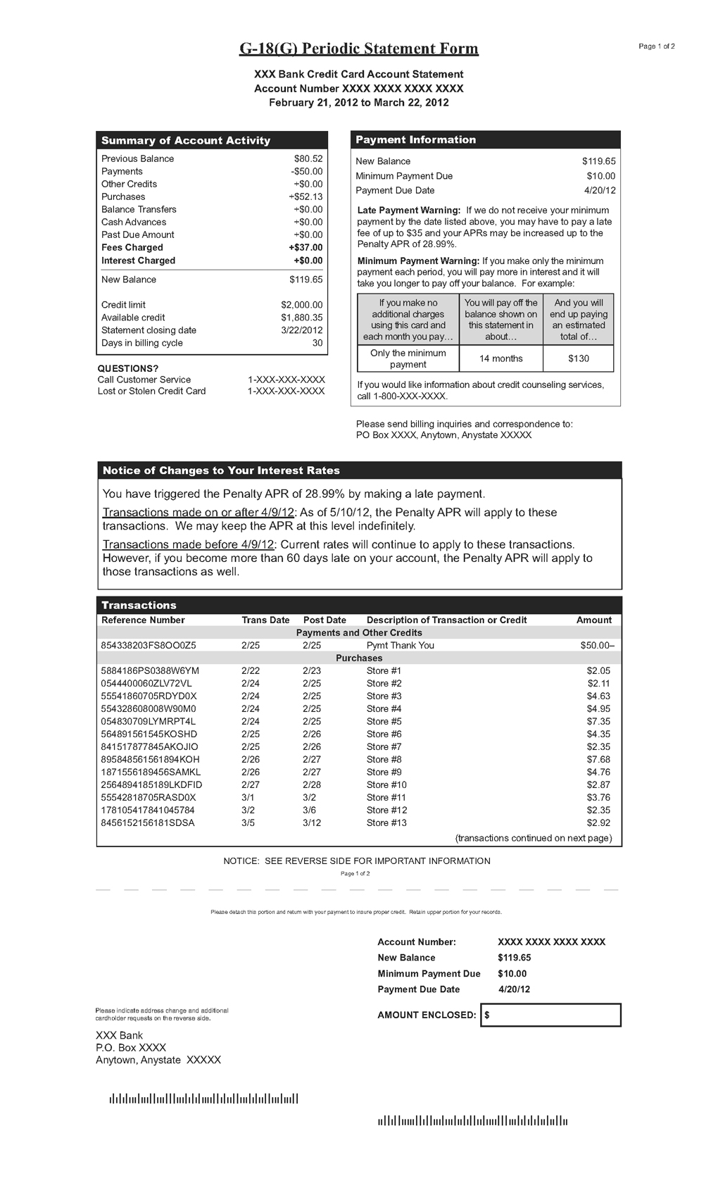 G-18(G)—Periodic Statement Form