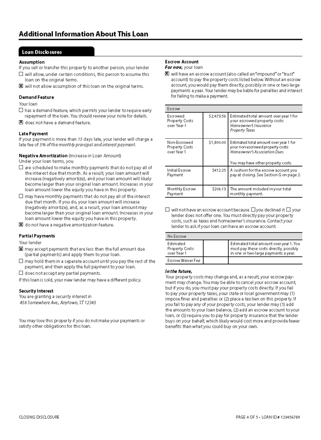 H-25(B)—Mortgage Loan Transaction Closing Disclosure—Fixed Rate Loan Sample (continued)