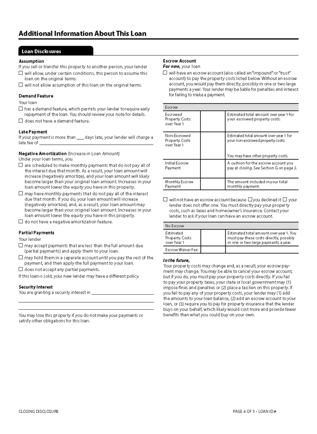 H-25(A)—Mortgage Loan Transaction Closing Disclosure—Model Form (continued)