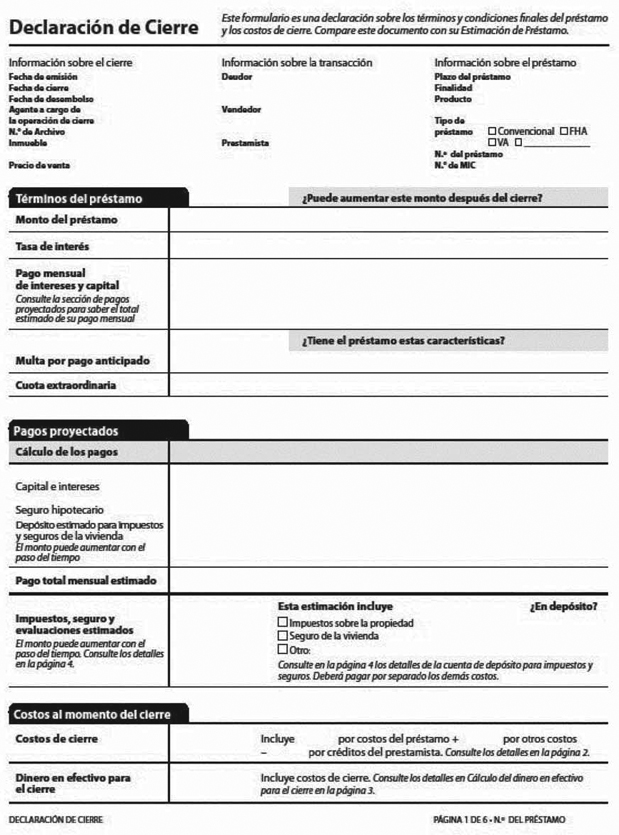 H-28(F)—Mortgage Loan Transaction Closing Disclosure—Spanish Language Model Form (continued)