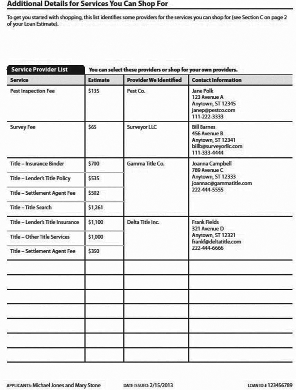 H-27(B)—Mortgage Loan Transaction—Sample of Written List of Providers