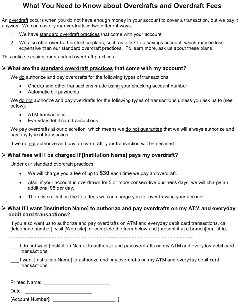 A-9—Model Consent Form for Overdraft Services