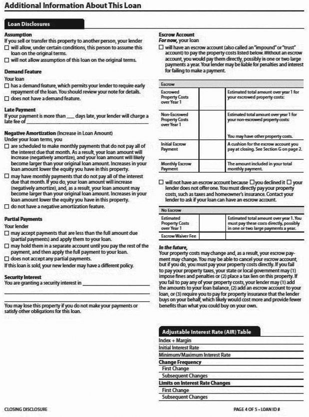 H-25(J)—Mortgage Loan Transaction Closing Disclosure—Modification to Closing Disclosure for Transaction Not Involving Seller—Model Form (continued)