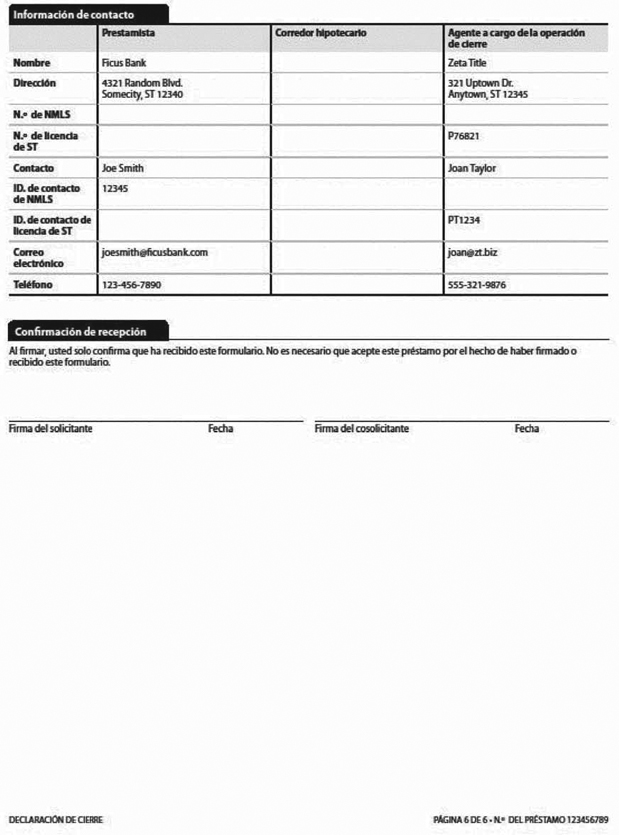 H-28(H)—Mortgage Loan Transaction Closing Disclosure—Spanish Language Refinance Sample (continued)