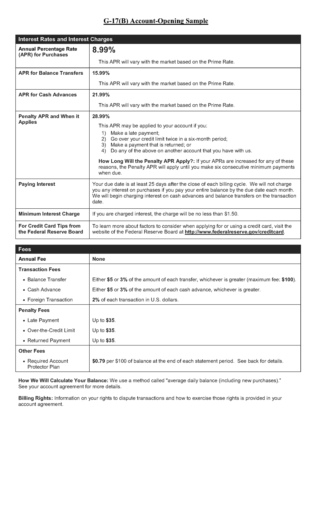 G-17(B) Account-Opening Sample