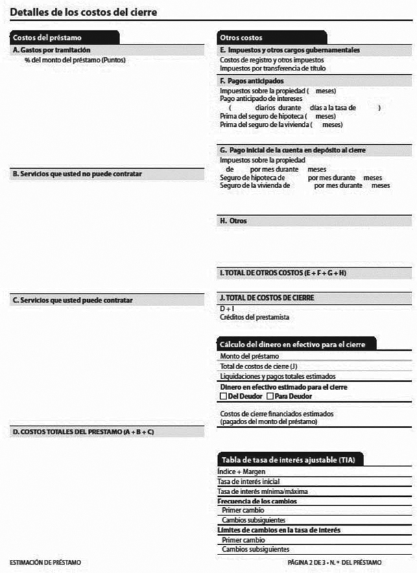 H-28(I)—Mortgage Loan Transaction Loan Estimate—Modification to Loan Estimate for Transaction Not Involving Seller—Spanish Language Model Form (continued)