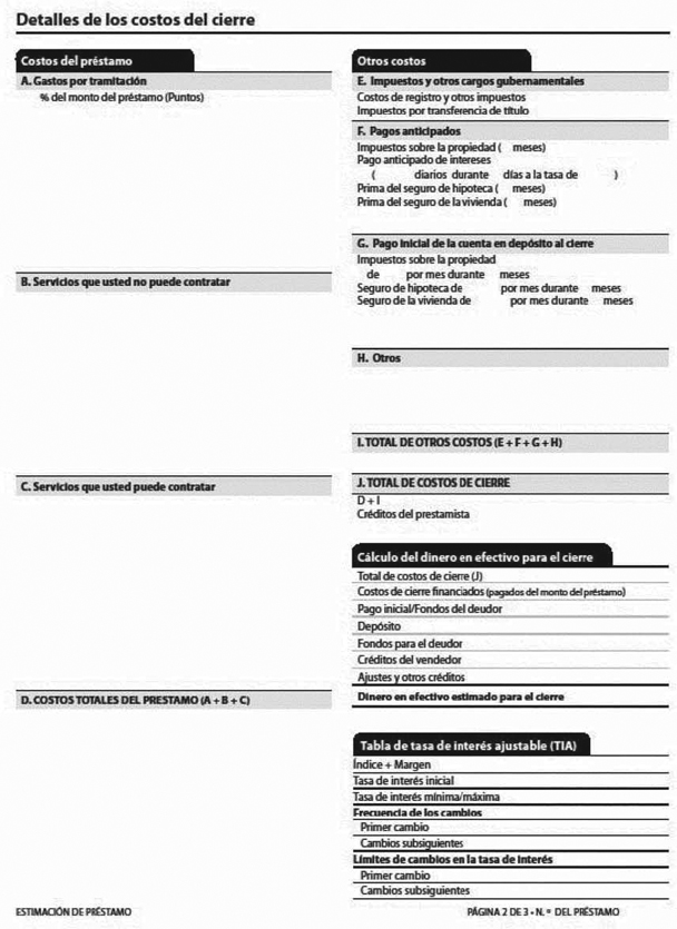 H-28(A)—Mortgage Loan Transaction Loan Estimate—Spanish Language Model Form (continued)