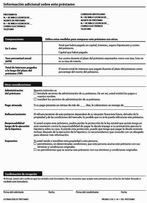 H-28(I)—Mortgage Loan Transaction Loan Estimate—Modification to Loan Estimate for Transaction Not Involving Seller—Spanish Language Model Form (continued)