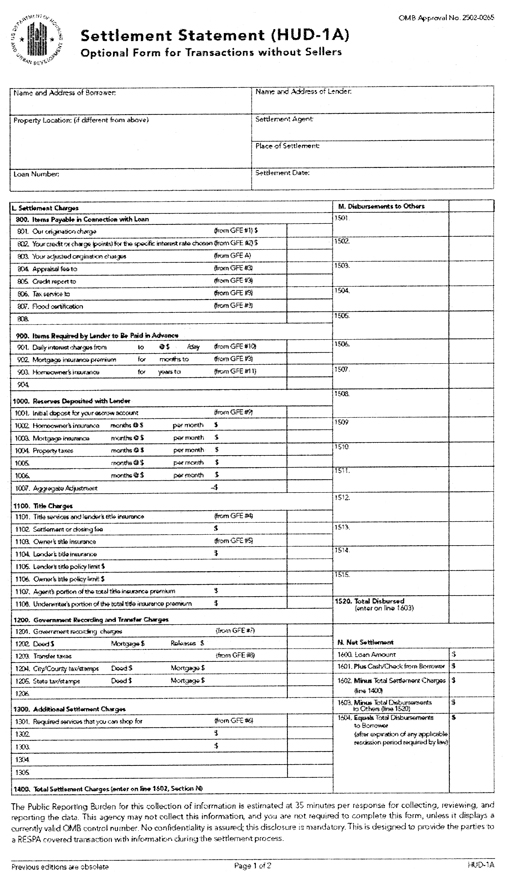 HUD-1A Settlement Statement