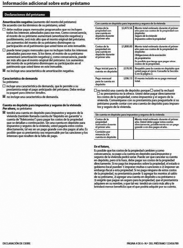 H-28(H)—Mortgage Loan Transaction Closing Disclosure—Spanish Language Refinance Sample (continued)