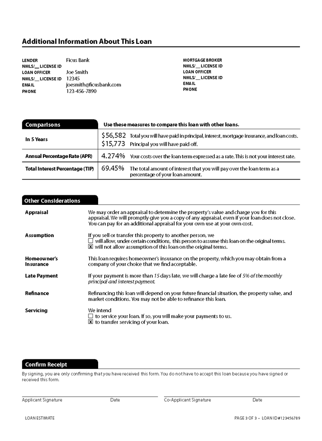 H-24(B)—Mortgage Loan Transaction Loan Estimate—Fixed Rate Loan Sample (continued)