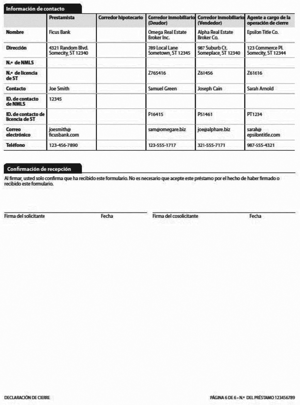 H-28(G)—Mortgage Loan Transaction Closing Disclosure—Spanish Language Purchase Sample (continued)