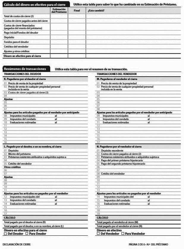 H-28(F)—Mortgage Loan Transaction Closing Disclosure—Spanish Language Model Form (continued)