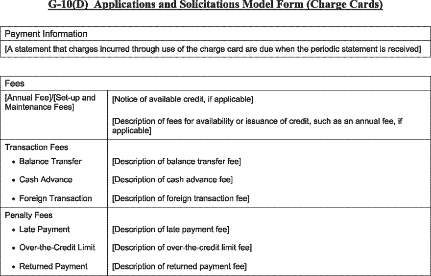 G-10(D)—Applications and Solicitations Model Form (Charge Cards)