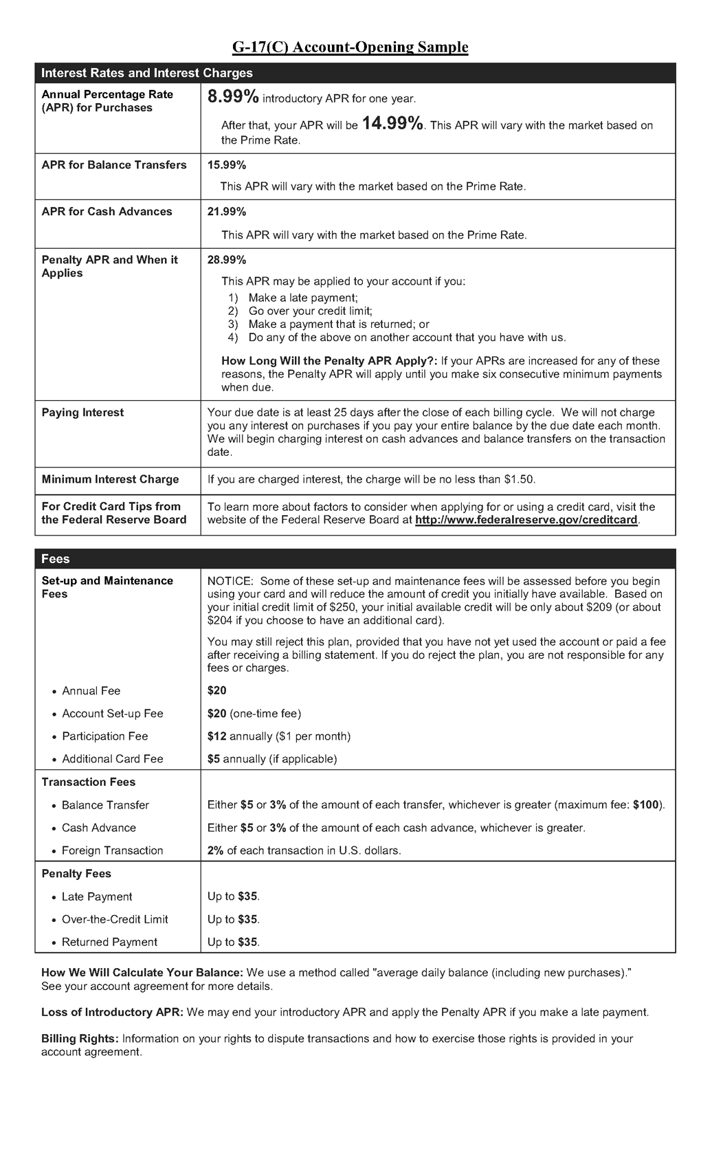 G-17(C) Account-Opening Sample