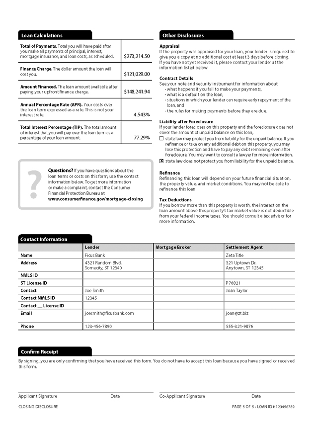 H-25(E)—Mortgage Loan Transaction Closing Disclosure—Refinance Transaction Sample (continued)