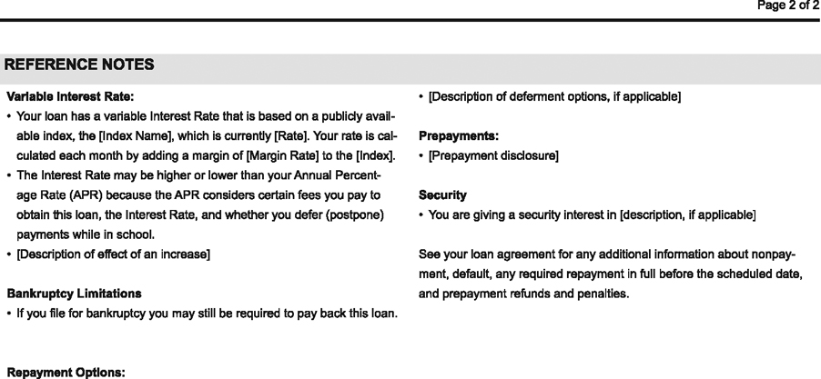 H-20—Private Education Loan Final Model Form continued