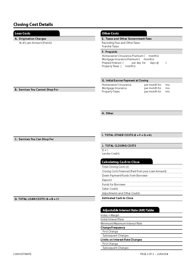 H-24(A)—Mortgage Loan Transaction Loan Estimate—Model Form continued