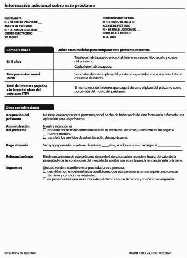 H-28(A)—Mortgage Loan Transaction Loan Estimate—Spanish Language Model Form (continued)