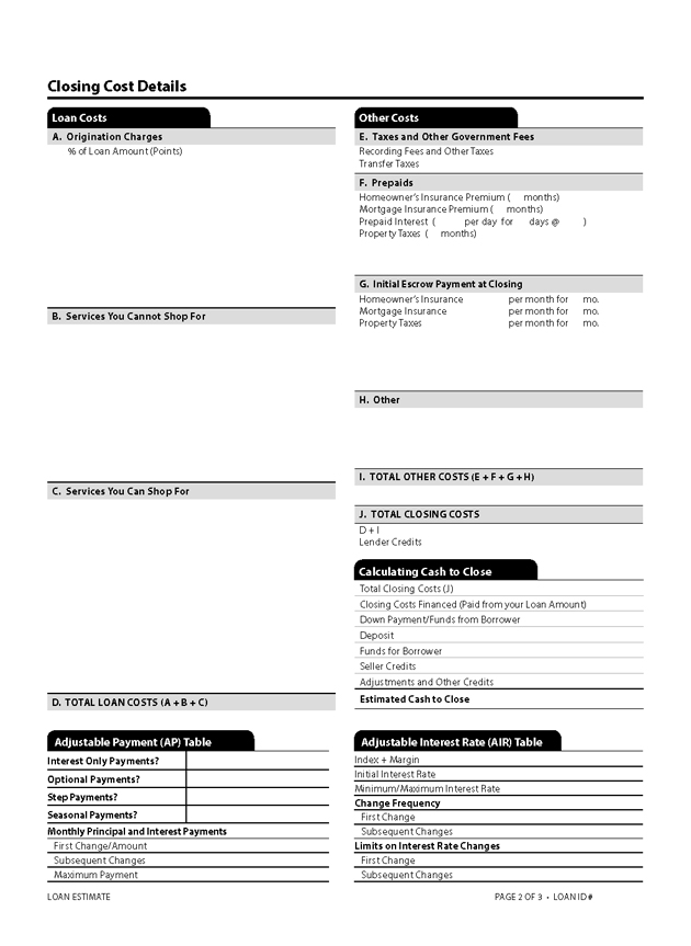 H-24(A)—Mortgage Loan Transaction Loan Estimate—Model Form continued